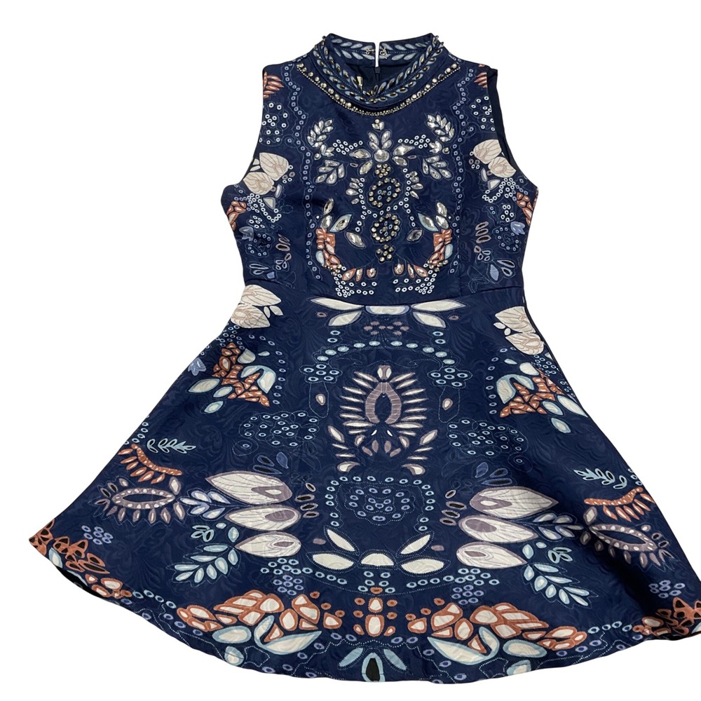 MUMU boutique women's mini dress Boho Bandana Print Top Festival Beaded